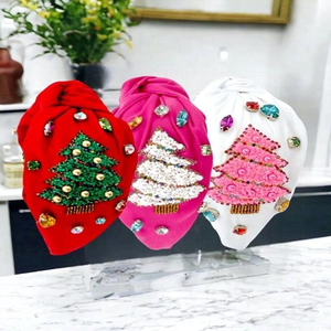 Bandeau de cheveux de Noël festif brodé de perles pour femmes, bandeau de cheveux de Noël luxueux orné de perles de graines, vente en gros - Product Image 3