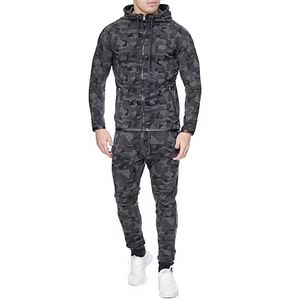 Conjunto de Sudadera con Capucha y Pantalones Deportivos de Dos Piezas, Estampado de Camuflaje, Transpirable, de Forro Polar, para Invierno, Estilo Informal, Holgado, para Hombre - Product Image 6