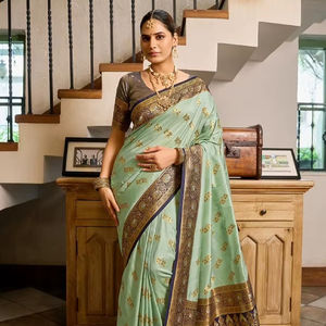 Colección de Elegantes y Modernos Saris de Seda Paithani, Ropa de Fiesta para Mujeres Indias y Pakistaníes, Reversible, de Secado Rápido, Sin Arrugas, para Todas las Temporadas - Product Image 1