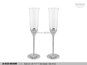 Ensemble de 2 flûtes à champagne Winko ANASTASIA, flûtes à toast, avec bol en verre, avec 60 pièces en cristal transparent, bronze blanc - Product Image 1