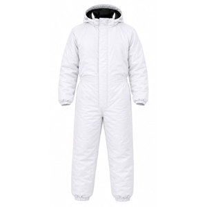 Combinaison de neige unisexe blanche à capuche, longue, imperméable, décontractée, avec fermeture éclair, couleur unie, taille adulte - Product Image 2