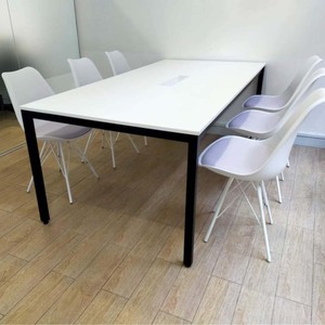 Table de réunion modulaire UConcept System 200x100x75cm, 8 places, style minimaliste contemporain, pieds en métal et acier, assemblage requis - Product Image 6