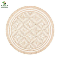 Tapis personnalisés beige en jute naturelle et denim, tressés à la main, écologiques, adaptés aux animaux, classiques, modernes, rembourrés, antidérapants et lavables pour salon