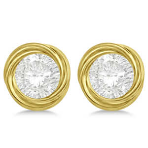 Pendientes de Oro Amarillo de 14K con Diseño de Cuerda Trenzada, Compatibles con Piedras de hasta 10.50mm - Product Image 1