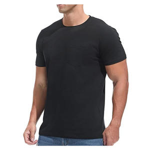 T-shirt pour homme à manches courtes, coupe ajustée, en tricot teint en fil, col rond, avec logo et impression personnalisés, tissu respirant et écologique - Product Image 3