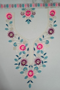 Col de créateur lourd en filet avec motif de paillettes brodées pour blouse de mariage encolure kurti utilisation sur mesure - Product Image 4