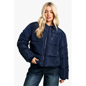 Chaqueta de Invierno Acolchada de Lona Tejida de Alta Calidad para Mujer con Cierre de Cremallera, Logotipo Personalizado, Tejido Transpirable, Tallas Grandes, Venta al Por Mayor - Product Image 1