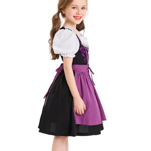 Venta al por mayor de diseño personalizado sólido 100% algodón Oktoberfest cerveza mucama vestido de longitud media bávaro disfraz de Halloween para niños alemán - Product Image 6