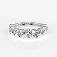 Bague de mariage en or 9K avec moissanite incolore D-E de 0,93 carat, taille cœur excellente/brillante, sertie à griffes, plaquée rhodium