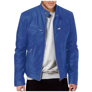 Veste de moto en cuir de mouton classique de haute qualité pour hommes avec veste couverte à col pression à fermeture éclair asymétrique pour hommes - Product Image 4