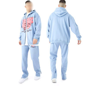 Buen proveedor Color azul claro Producto más alto 2025 Nueva llegada Mejor material Usos Hombres Ropa de moda Chándales de estilo acampanado - Product Image 3