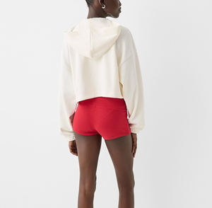 Sweat-shirt à capuche pour femme en coton long, couleur unie, imprimé personnalisé avec badge, vente en gros - Product Image 6