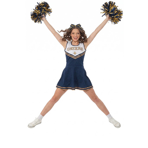 Costume de pom-pom girl, robe rayée rose et blanche avec pompons, tenue de jeu pour femmes adultes - Product Image 6