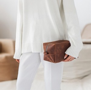 Trousse de Toilette de Voyage en Cuir Véritable de Luxe, Capacité Moyenne, avec Fermeture Éclair, Logo Personnalisé, Organisateur Cosmétique Portable et Tendance, Vente en Gros - Product Image 2