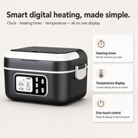 Boîte à lunch chauffante contrôlée par application pour les artisans, chauffe-aliments sans fil 1,5 L, batterie rechargeable 9000 mAh
