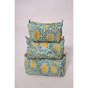 Sac de maquillage imprimé tendance en coton durable, portable, grande capacité, voyage indien, pour étui à cosmétiques à fermeture éclair - Product Image 3