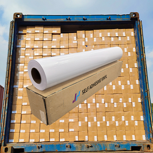 Rouleau adhésif imprimable blanc Janehong, adhésif brillant mat en vinyle, certifié RoHS, matériaux pour affiches pour autocollants <span class=keywords><strong>à</strong></span> solvant écologique - Product Image 1