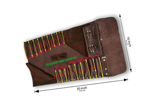 Sacs à outils de chef en cuir véritable de haute qualité, multi-poches, fabrication artisanale, sangles réglables, rangement pour couteaux enroulable - Product Image 5