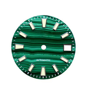 Esfera de Reloj Redonda de Malaquita Verde Natural de 28.5/29/30/31 mm con Logotipo Personalizado OEM, Fecha Estéril, NH35 9015 2824, Fabricante de Esferas de Reloj - Product Image 2