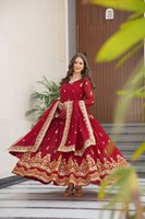Vestido de Fiesta Premium de Diseñador, Listo para Usar, con Lentejuelas y Bordado Zari, Sin Arrugas, para Bodas, Diwali, 2025
