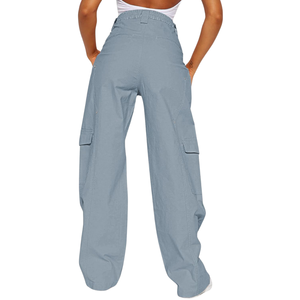 Pantalon de jogging cargo ample en tissu doux pour femmes avec cordon de serrage à la taille joggers de gym décontractés avec poches - Product Image 2