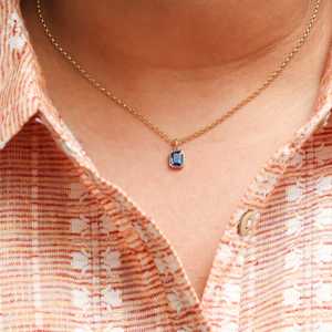 Moda brillante azul zafiro Octágono corte bisel ajuste colgante joyería 925 plata esterlina Octágono forma colgante encanto para mujer - Product Image 4