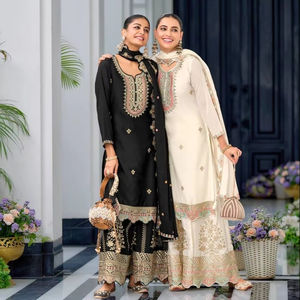 Elegante bordado pakistaní tradicional Salwar Kurta con Dupatta a juego de la India - Product Image 3