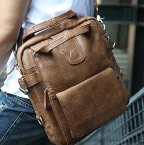 Full Grian Leather Messenger Bag Vintage Leather <b>Shoulder</b> Bag Crossbody Bag Male Tote Handbag Computer <b>Sling</b> - Product Image 3