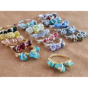 Bohemia Style Gold-Plated Alloy <b>Rings</b> Natural Stone Gemstone Jewelry - Product Image 3