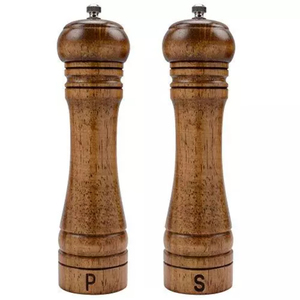 Venta caliente botella de madera de acacia molinillo de pimienta Manual coctelera molinillo de pimienta juego de molinillo de sal y pimienta con herramienta Base de hierbas y especias - Product Image 1