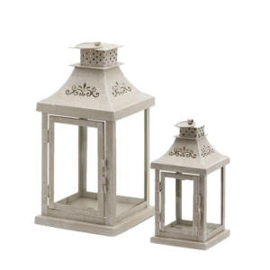 Porte-bougie pilier en métal ivoire classique, design découpé, fait à la main, lanterne, décoration de la maison, du jardin, de mariage, de Noël - Product Image 1