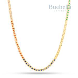 Venta caliente 925 Plata y 14K Chapado en oro 4mm Moissanite Esmeralda Cadena de tenis para hombres Collares Premium - Product Image 3