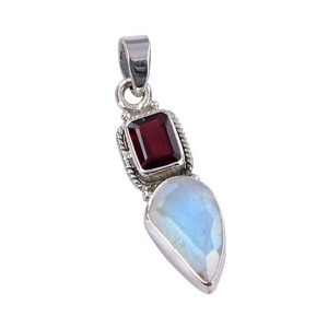 Tendance 925 Sterling Silver Plaqué Or Grenat Gemme Solitaire Pendentif Bijoux À La Main Boho Style pour Femmes Anniversaire - Product Image 1