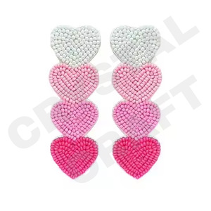 GREEN Boucles d'oreilles perlées pour femmes Patriotic Orange White Blue Color pour mariage ou Memorial Day - Product Image 4