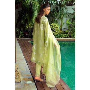 Costume en mousseline de soie vert non cousu en 3 pièces pour femmes pour le printemps/été - Product Image 6