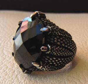 Wholesale <b>Men</b> <b>Ring</b> Natural Black Onyx Gemstone December Birthstone Birthday Eagle Claw <b>Ring</b> Jewelry 925 Sterling <b>Silver</b> <b>Ring</b> - Product Image 1