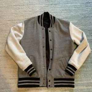 Veste universitaire vintage personnalisable 100% laine réversible XS Broderie 3D Bouton en denim Hiver Service OEM disponible - Product Image 3