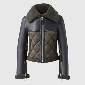 High Quality Custom Logo New Design Style <b>Men's</b> Vintage Fit Leather <b>Jacket</b> with Shearling Collar OEM <b>Sheepskin</b> <b>Jacket</b> For <b>Men</b> - Product Image 1