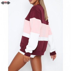 Sweat-shirt à capuche oversize en molleton de coton de haute qualité pour femme, col en V personnalisé, devant régulier, hiver - Product Image 1