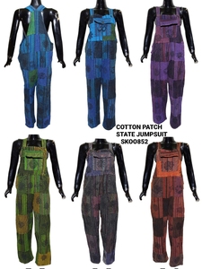 ชุดจั๊มสูทผ้าคอตตอนปะติดสไตล์วินเทจของผู้หญิงชุดวันพีซระบายอากาศได้ดีใหม่ฤดูร้อนลวดลายสีพื้นคงทน - Product Image 4