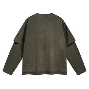 เสื้อยืดแขนยาวผ้าฝ้าย100% 2ชิ้นสำหรับผู้ชายโอเวอร์ไซส์ซักได้งานตามสั่ง - Product Image 3