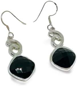 Boucles d'oreilles pendantes pour femmes, pierre précieuse en onyx noir naturel, pierre de naissance de décembre, bijoux faits à la main, argent sterling 925 - Product Image 2