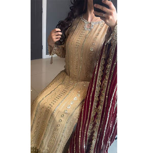 Nouvelle arrivée Kurti Palazzo Dupatta ensemble pour occasions spéciales 3 pièces de grande qualité en fausse georgette indienne pour femmes - Product Image 1