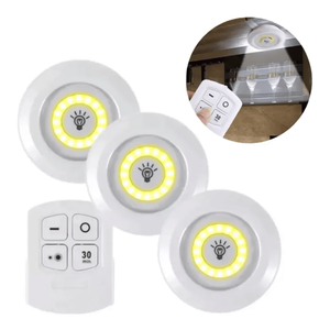 3 Lampade LED Bianche Senza Fili con Telecomando per Installazione a Soffitto o a Parete - Product Image 2