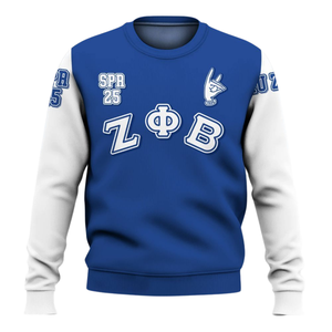 Sudadera con Cuello Redondo Zeta Phi Beta Griega 1920 para Mujer, Azul, Bordada, de Felpa - Product Image 1