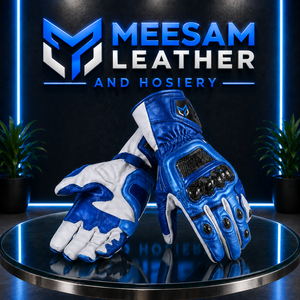 Gants de course en cuir PU respirant et protecteur, à doigts entiers, avec fermeture à boucle, design unisexe à empiècements, pour utilisation en moto - Product Image 1