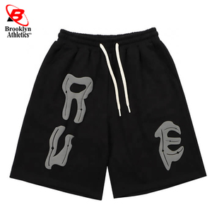 Short de sport de jogging décontracté de haute qualité respirant coton de laine à séchage rapide avec fermeture à cordon de serrage à motif solide teint uni - Product Image 6