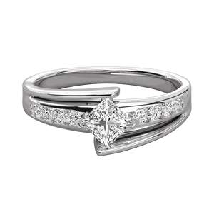 แหวนหมั้นเพชรทรงกลมและทรงเจ้าหญิงสำหรับเธอ - Product Image 4