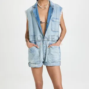 Stijlvolle Dames Rompertjes Korte Sexy Taille Romper Slanke Denim Dames Hoge Kwaliteit Jumpsuit Playsuit