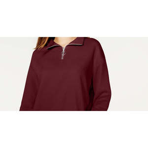 Maglione Casual da Ragazza Crave Fame con Zip a Quarto, Ricamo e Stampa a Righe, Lungo per Primavera Inverno, Marrone, Taglia Piccola - Product Image 2